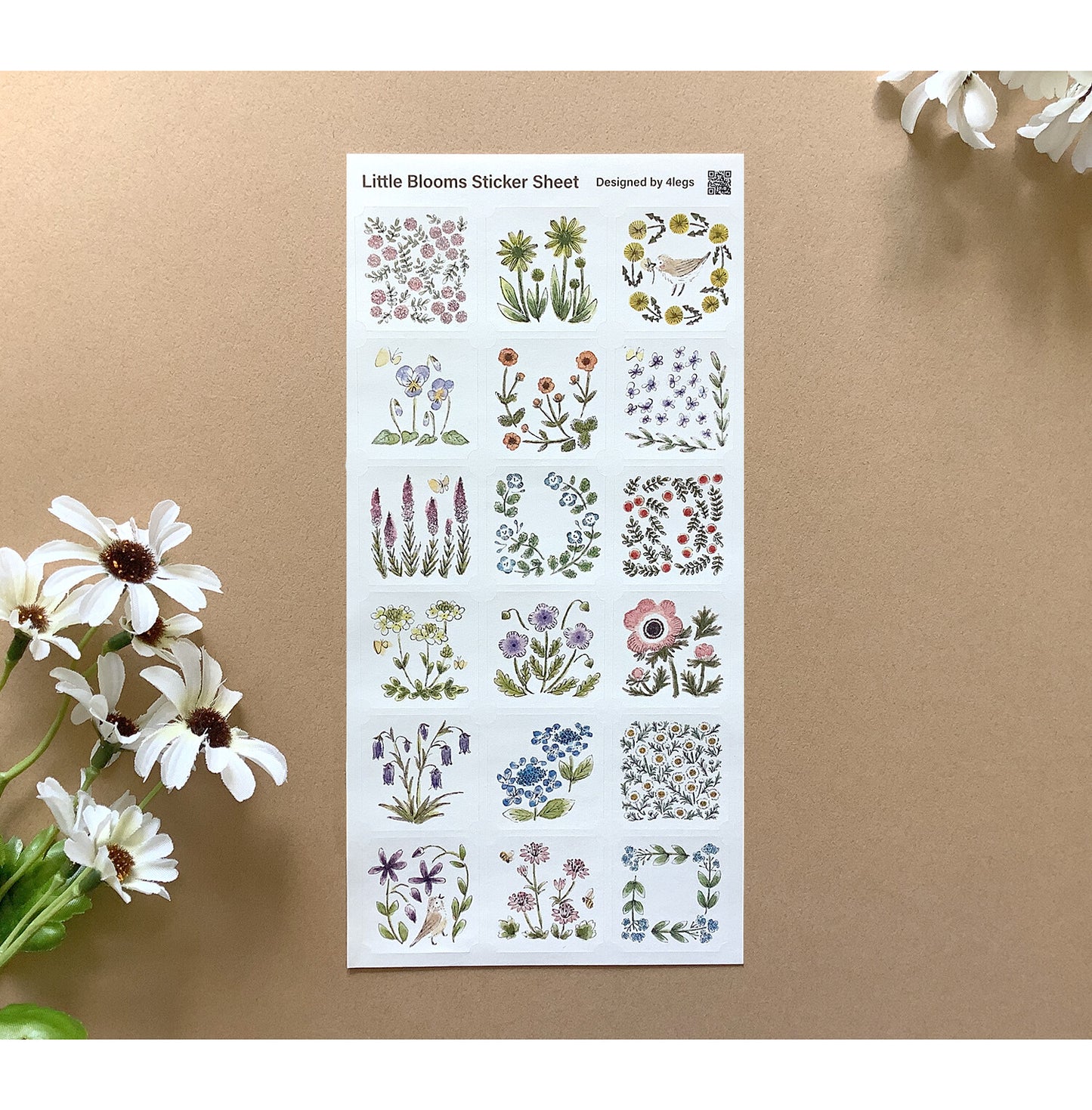 4 legs Sticker Sheet Flower