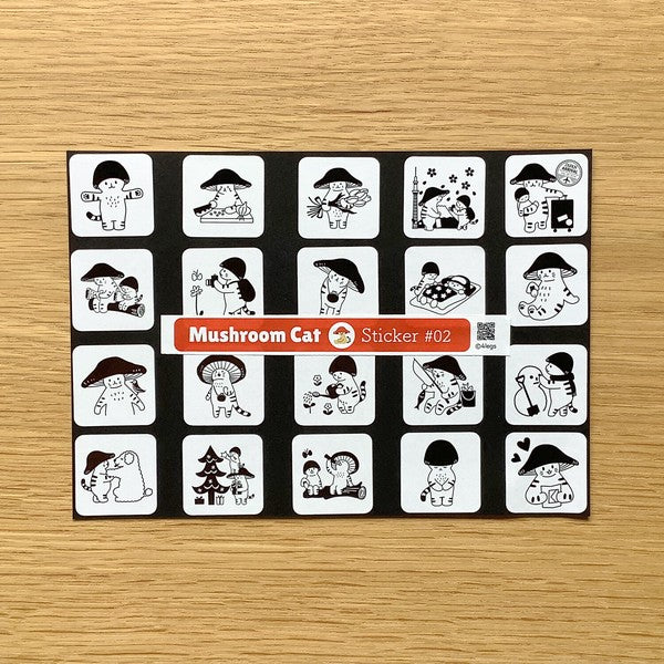 4 legs Sticker Sheet Mushroom Cat #2