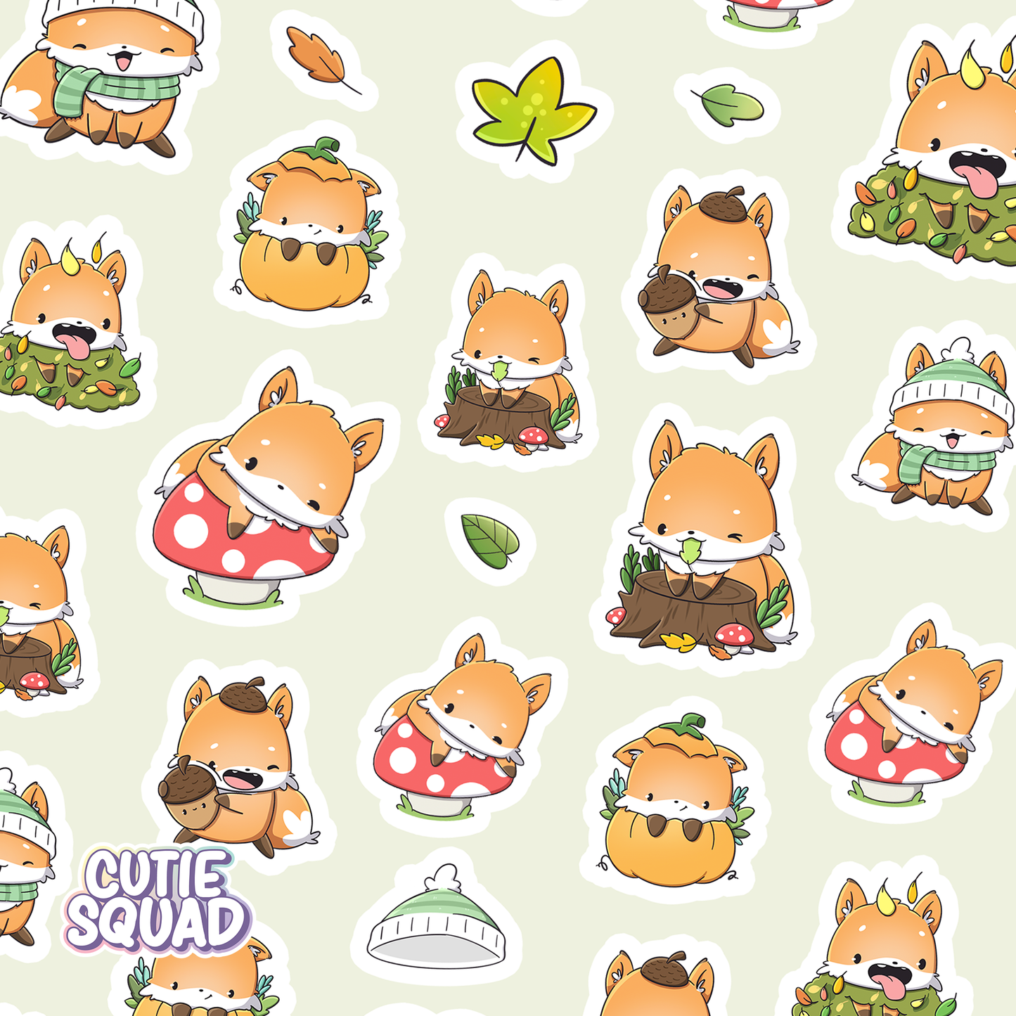 CutieSquad Sticker Sheet Foxes in Fall