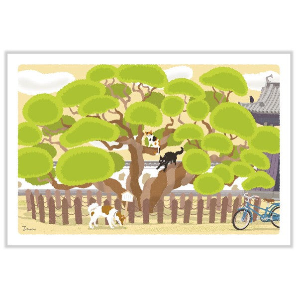 Postcard Tabi-Neko Manmaru Tree
