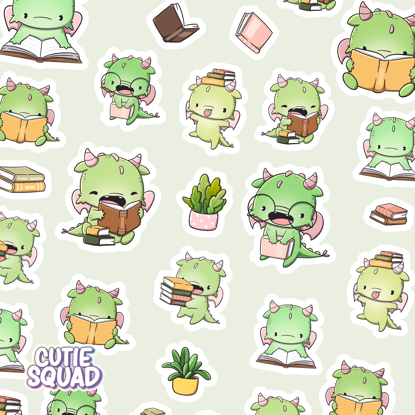 CutieSquad Sticker Sheet Books & Dragons