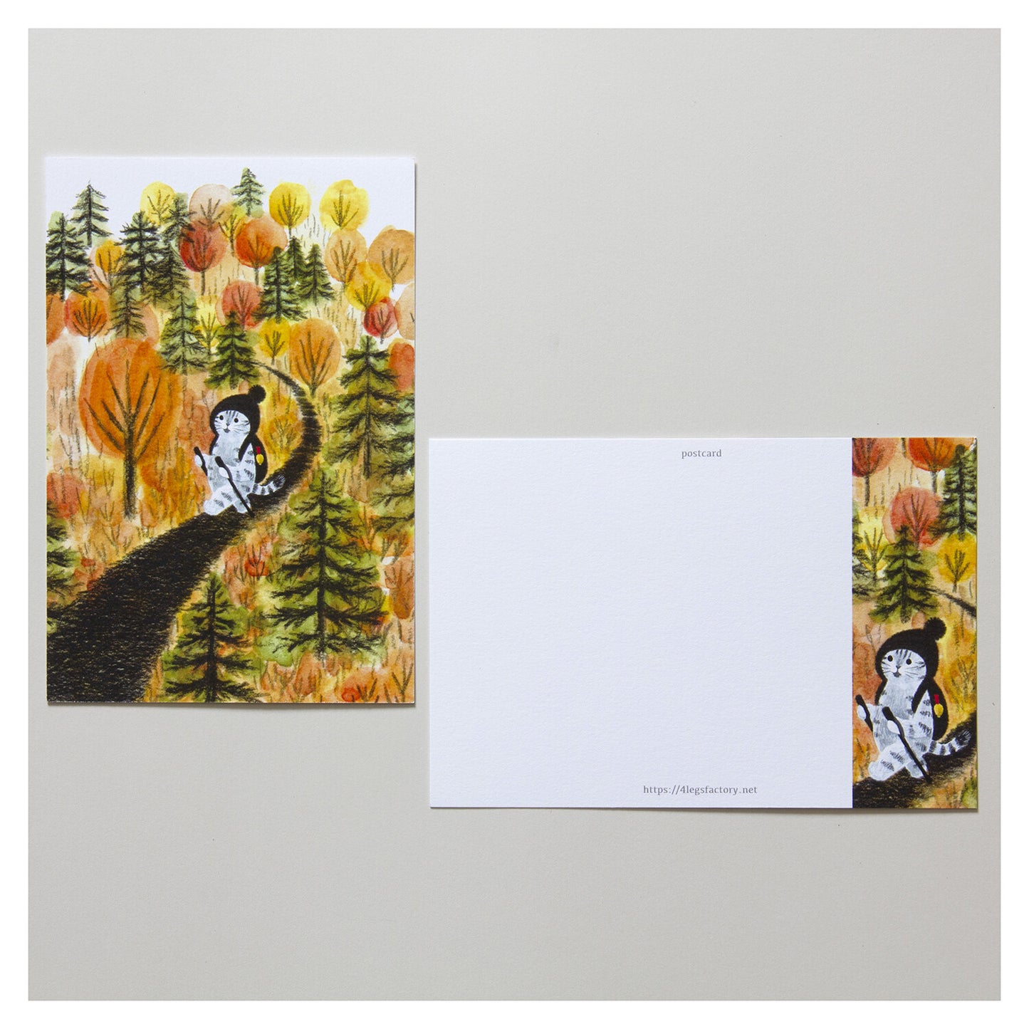 4 legs Postcard Travel Cat Aki