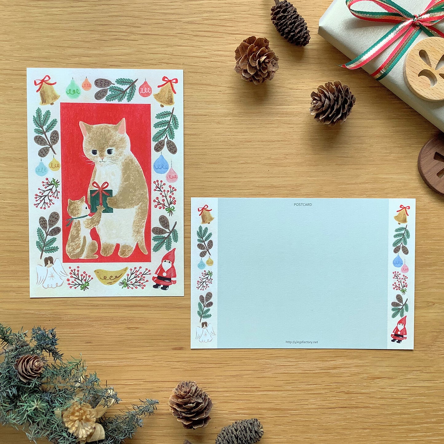 4 legs Postcard Christmas Cat #12