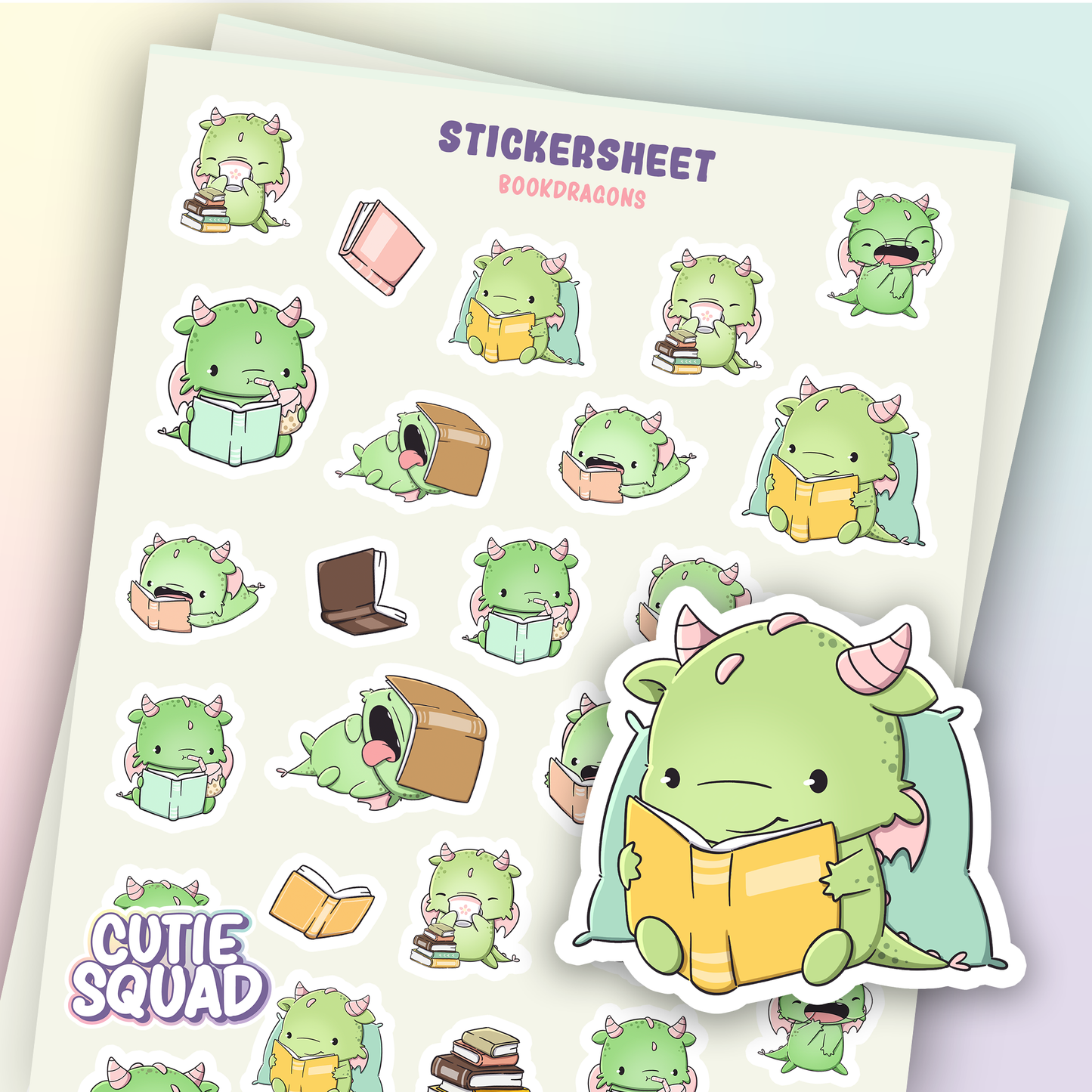 CutieSquad Sticker Sheet Bookdragons