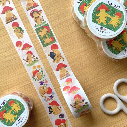 4 legs Washi tape Mushroom Cat