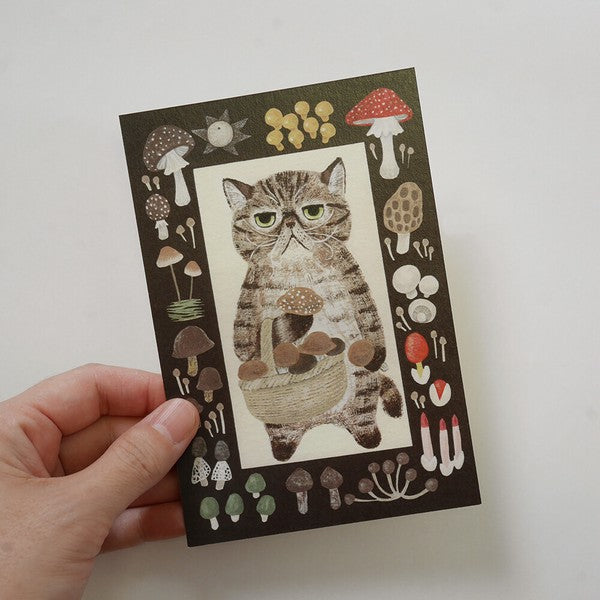 4 legs Postcard Mushroom cat