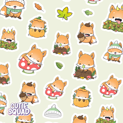 CutieSquad Sticker Sheet Foxes in Fall