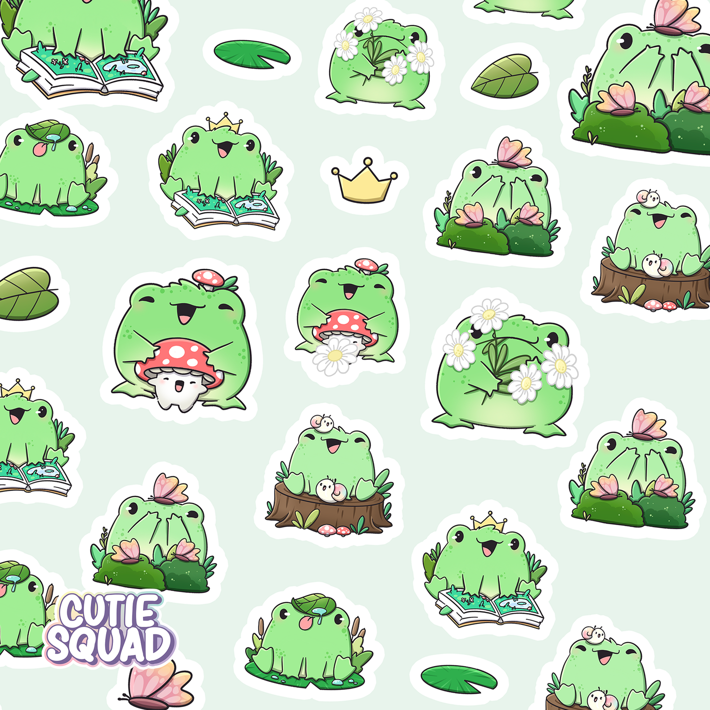 CutieSquad Sticker Sheet Garden Frogs