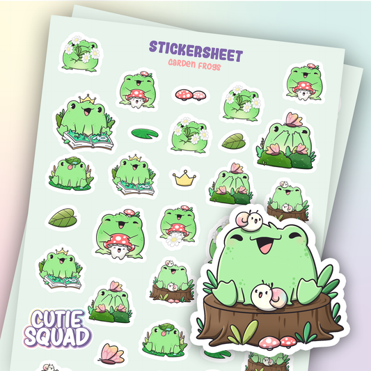CutieSquad Sticker Sheet Garden Frogs