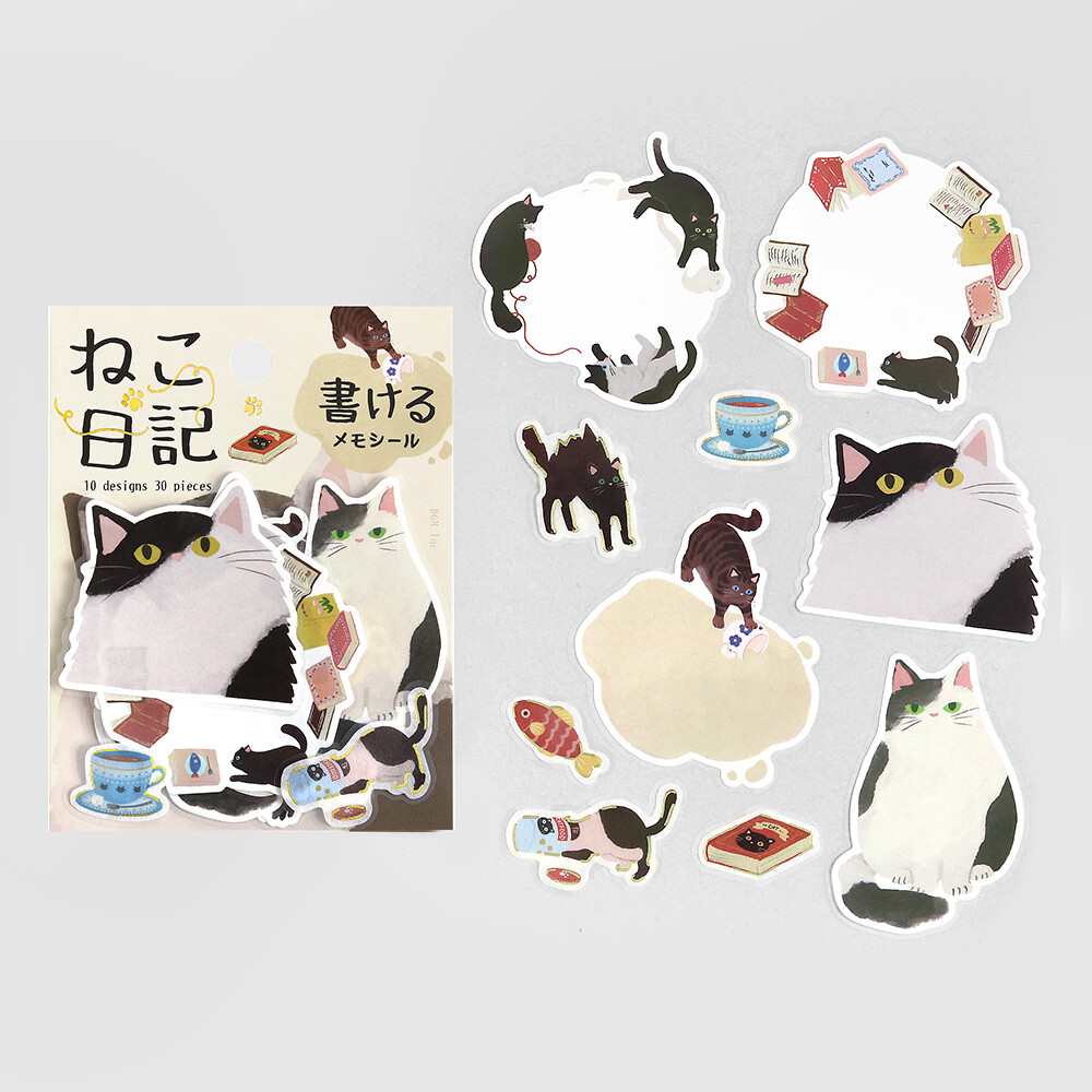 BGM Memo Sticker Cat Diary Black
