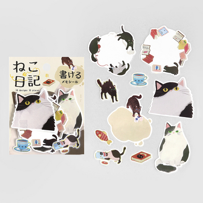 BGM Memo Sticker Cat Diary Black