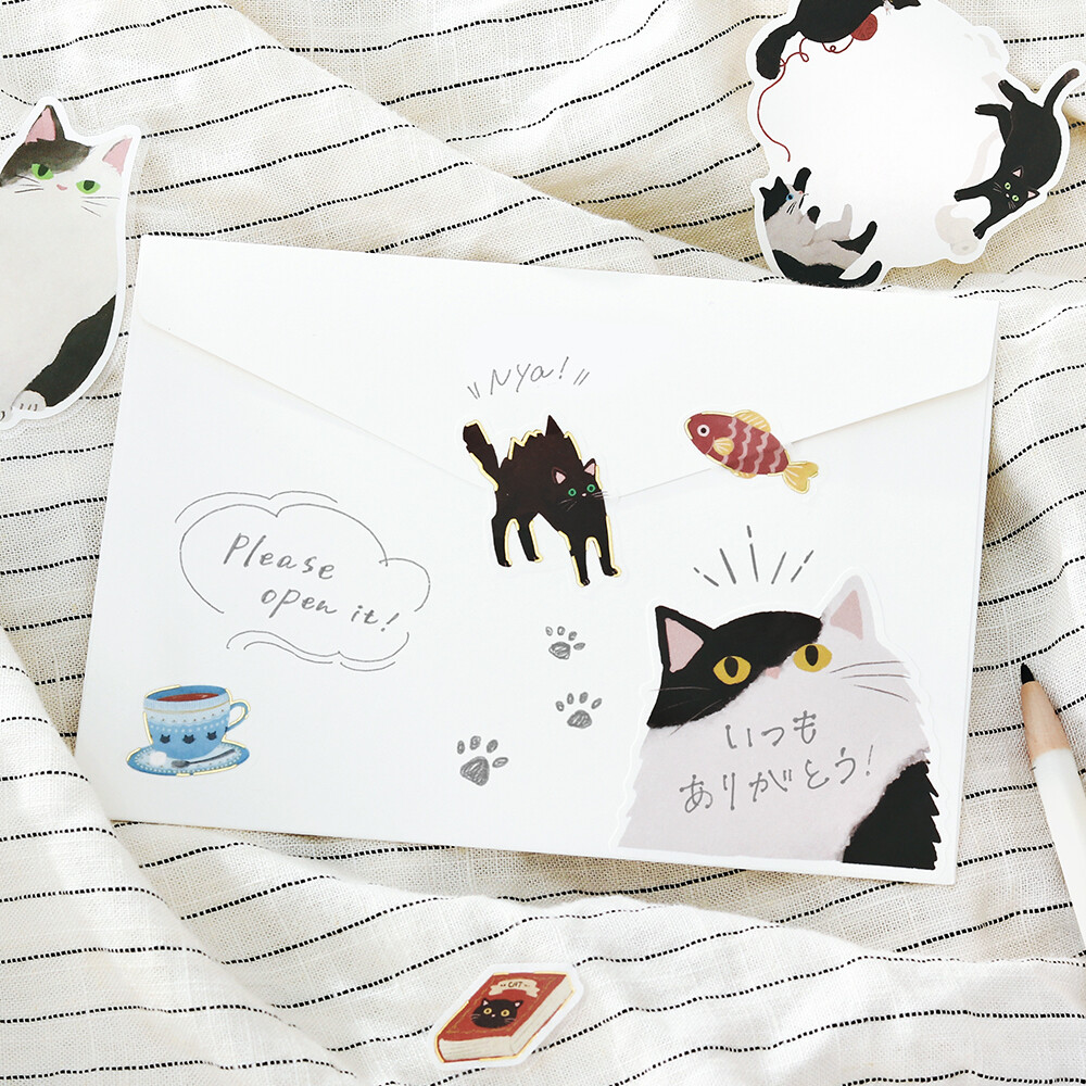 BGM Memo Sticker Cat Diary Black