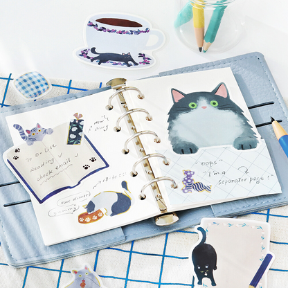 BGM Memo Sticker Cat Diary Blue