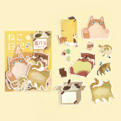 BGM Memo Sticker Cat Diary Yellow