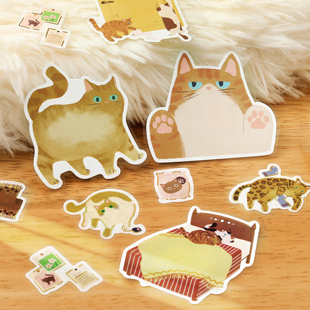 BGM Memo Sticker Cat Diary Yellow