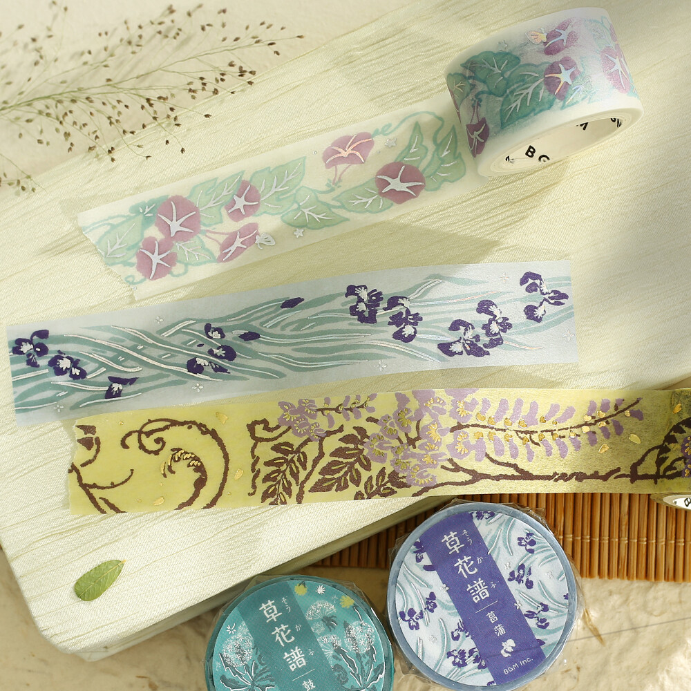 BGM Washi Tape Flowers and Leaves Wisteria