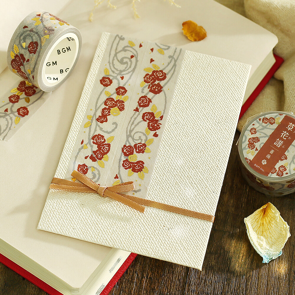BGM Washi Tape Flowers and Leaves Rose