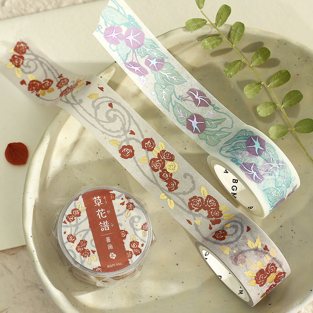 BGM Washi Tape Flowers and Leaves Rose