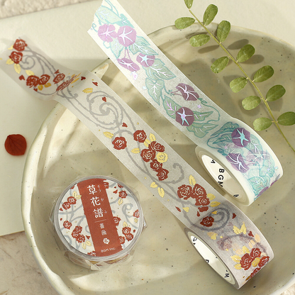 BGM Washi Tape Flowers and Leaves Rose