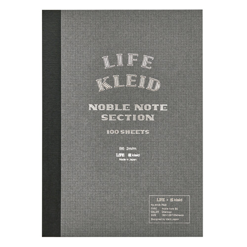 KLEID & LIFE Noble Note Notebook Charcoal B6 Grid 2mm