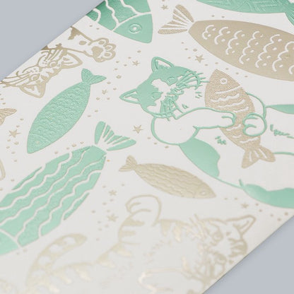 Postcard Rokkaku Cat Blue