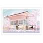 Postcard Tabi-Neko Cherry Blossom viewing at a train station