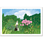 Postcard Tabi-Neko Flower Garden on a Summer Day