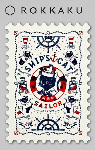 Postcard Rokkaku Retro Cat Sailor