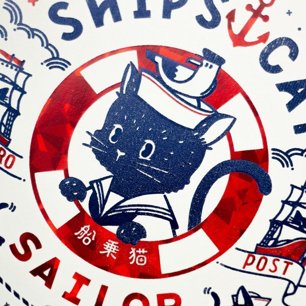 Postcard Rokkaku Retro Cat Sailor