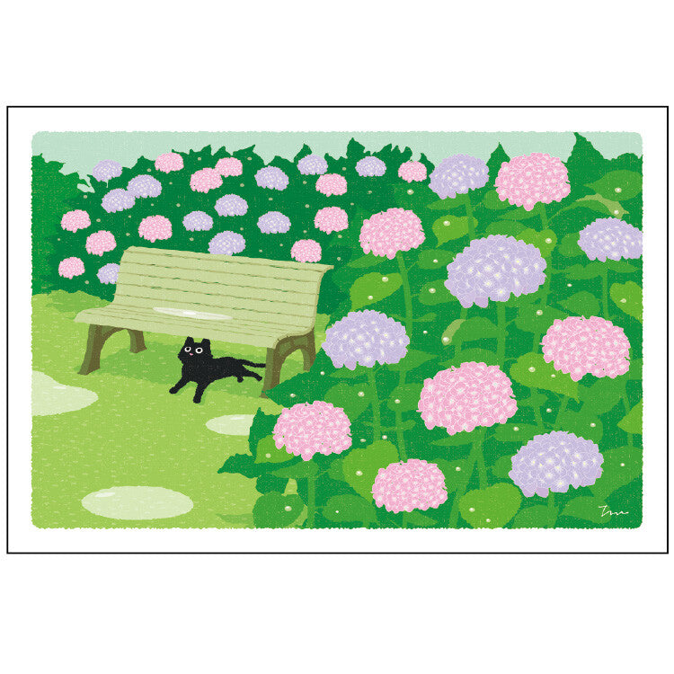 Postcard Tabi-Neko Shaded Garden