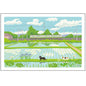Postcard Tabi-Neko Summer Rice Field
