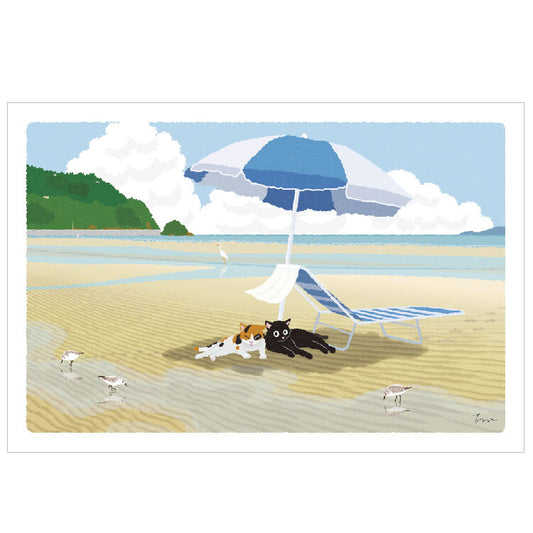 Postcard Tabi-Neko Summer Parasol