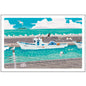 Postcard Tabi-Neko Summer at the Harbor