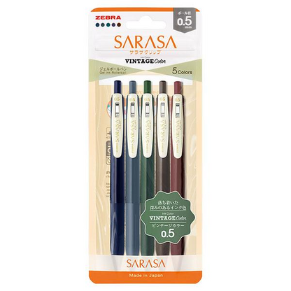 Zebra Sarasa gel ink rollerball Vintage set of 5 Version 1