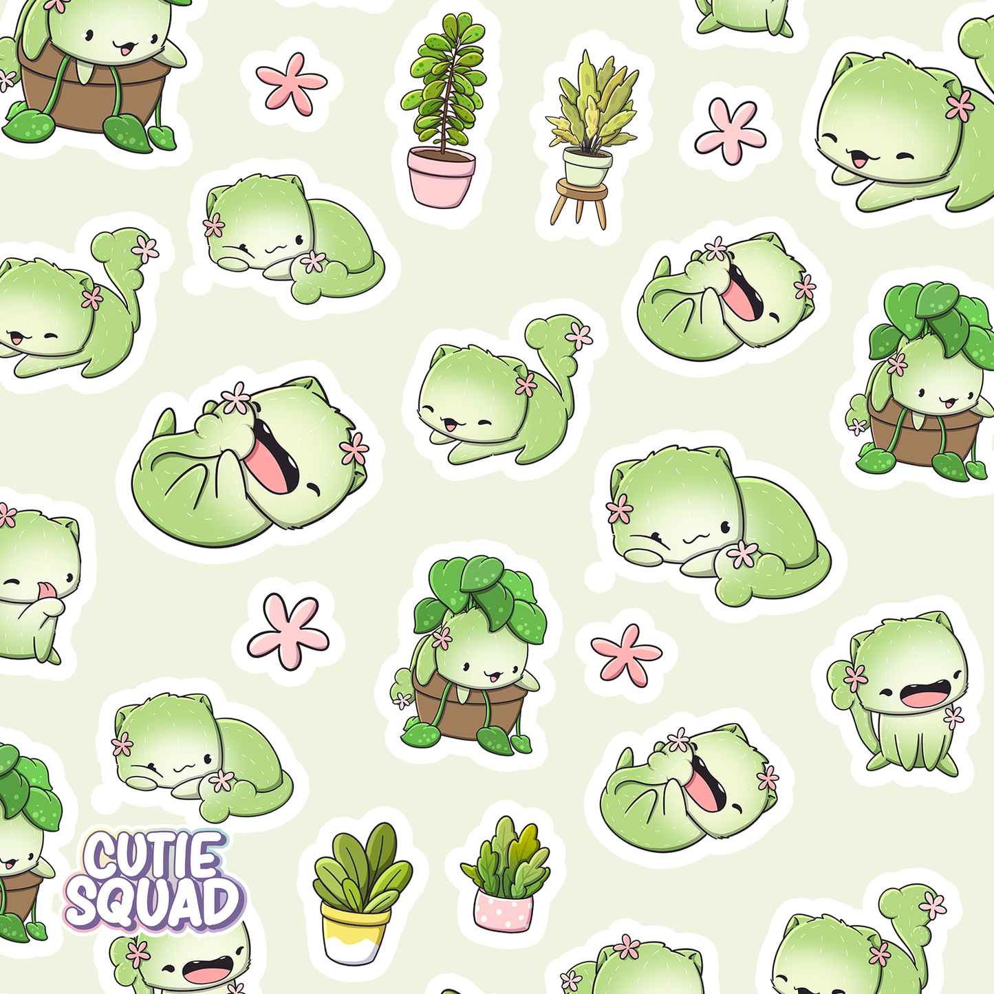 CutieSquad Sticker Sheet Silly Cactus Cats