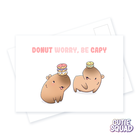 CutieSquad Postcard Donut Worry be Capy