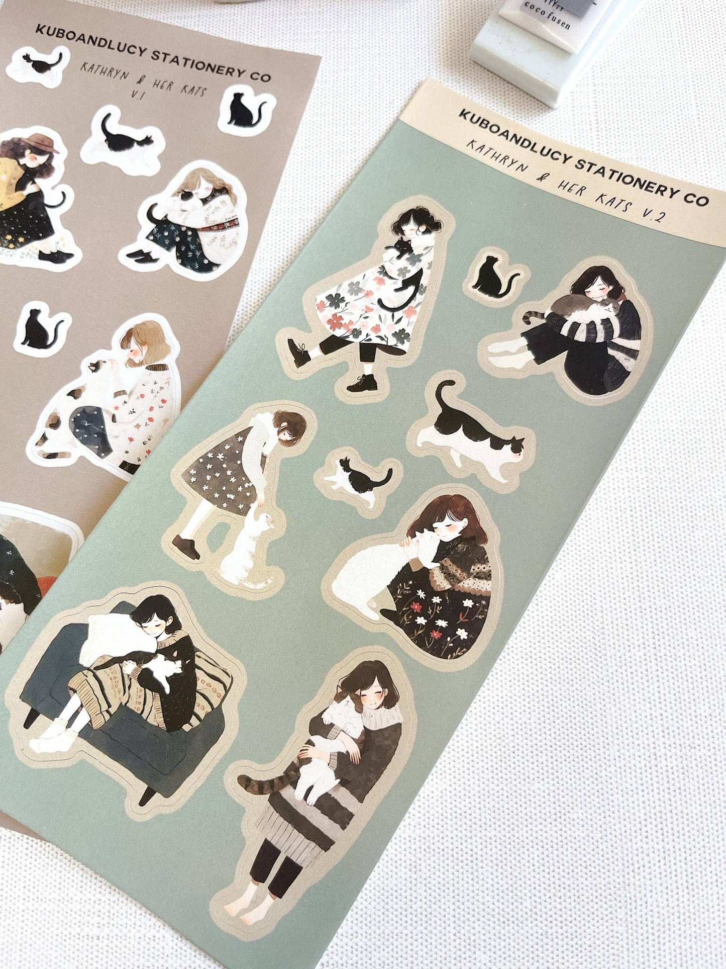 Kuboandlucy Kathryn and her Cat Sticker Sheet | 2 designs V1