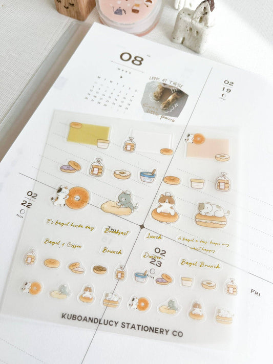Kuboandlucy Stationery Co | Sticker Sheet Bagel Cat