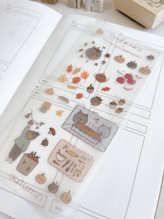 Kuboandlucy x Dana Ate Oatmeal Fout Seasons Sticker Sheet Autumn