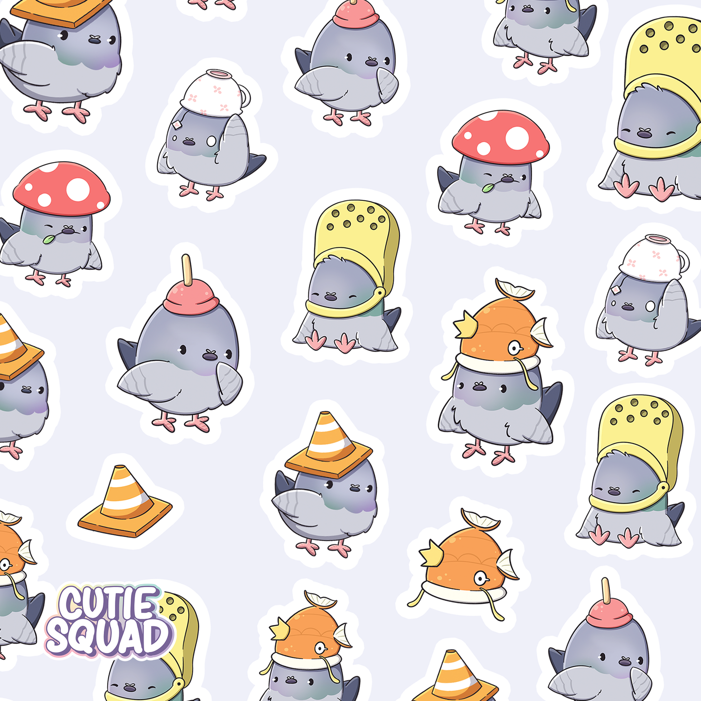 CutieSquad Sticker Sheet Pigeons with Hats
