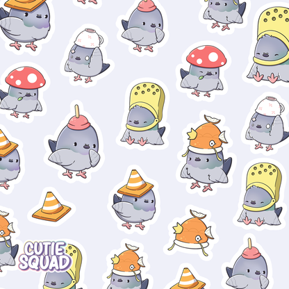 CutieSquad Sticker Sheet Pigeons with Hats