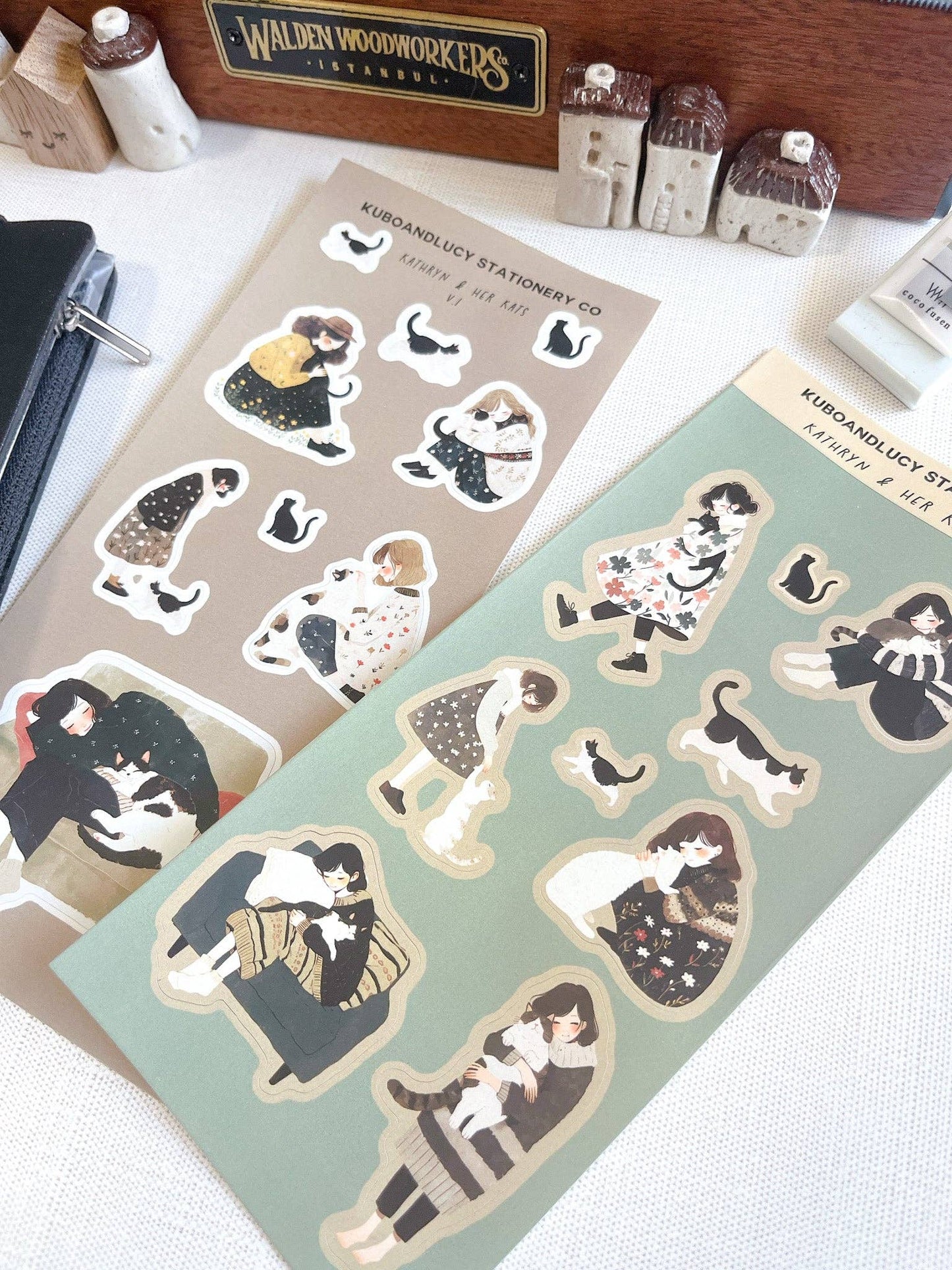 Kuboandlucy Kathryn and her Cat Sticker Sheet | 2 designs V1